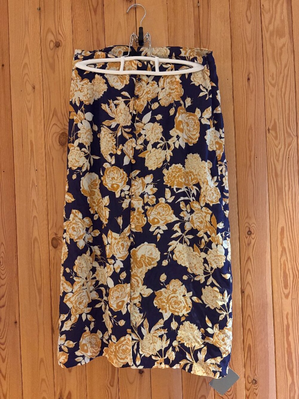 Frank and Oak Floral Midi Skirt with Front Buttons